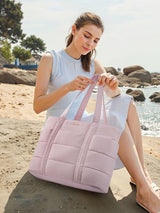 Large Puffer Work Tote Bag, 15.6" 17"