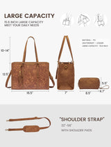 LOVEVOOK 2Pcs Vintage Leather Laptop Tote, 15.6" 17.3" 2208