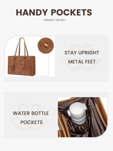 2Pcs Vintage Leather Laptop Tote, 15.6" 17.3"