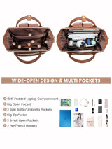 Leather Laptop Backpack, 15.6"-18"