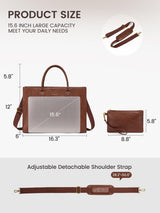 2-teilige Vintage-Laptoptasche aus Leder, 15,6"