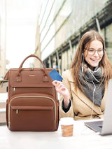 Leather Laptop Backpack, 15.6"-18"