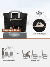 2Pcs Diamond Quilted Tote Bag, 15.6" 17"