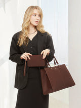 2-teilige Leder-Laptoptasche fürs Büro, 15,6" 17,3"