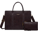 2-teilige Vintage-Laptoptasche aus Leder, 15,6"