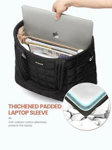 2Pcs Lightweight Puffer Tote Bag, 15.6" 17"