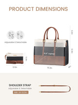 2 Stück elegante Tragetasche im Colorblock-Design, 15,6"