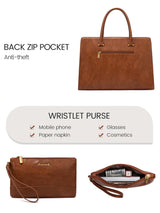 2-teilige wasserdichte Vintage-Laptoptasche, 15,6" 17,3"