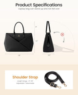 PU Leather Work Bag, 15.6" 17.3"