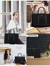 2 Pcs Quilted Laptop Tote Bag, 15.6" 17"