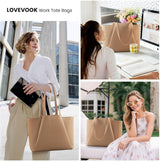 LOVEVOOK 2Pcs Leather Shoulder Bag, 15.6"