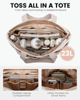 2Pcs Multi-pocket Puffer Tote Bag, 15.6" 17.3"