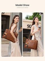 Leather Vintage Tote Bag 15.6" 17.3"