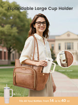 Vintage Leather Laptop Tote Bag 15.6" 17.3"