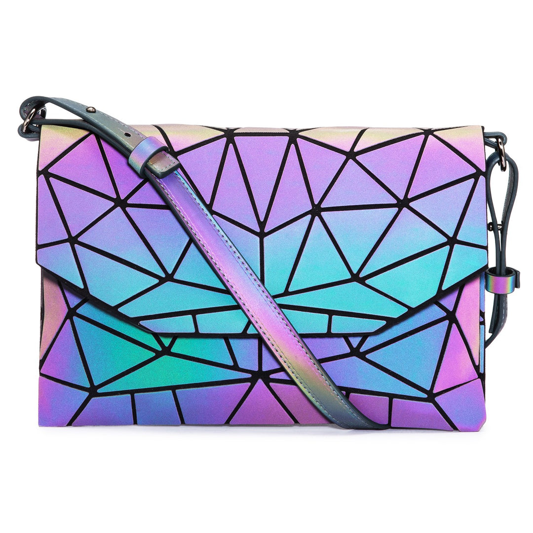 LOVEVOOK Geometric Luminous Crossbody Messenger Bag with Extra Strap iridescent - Lovevook