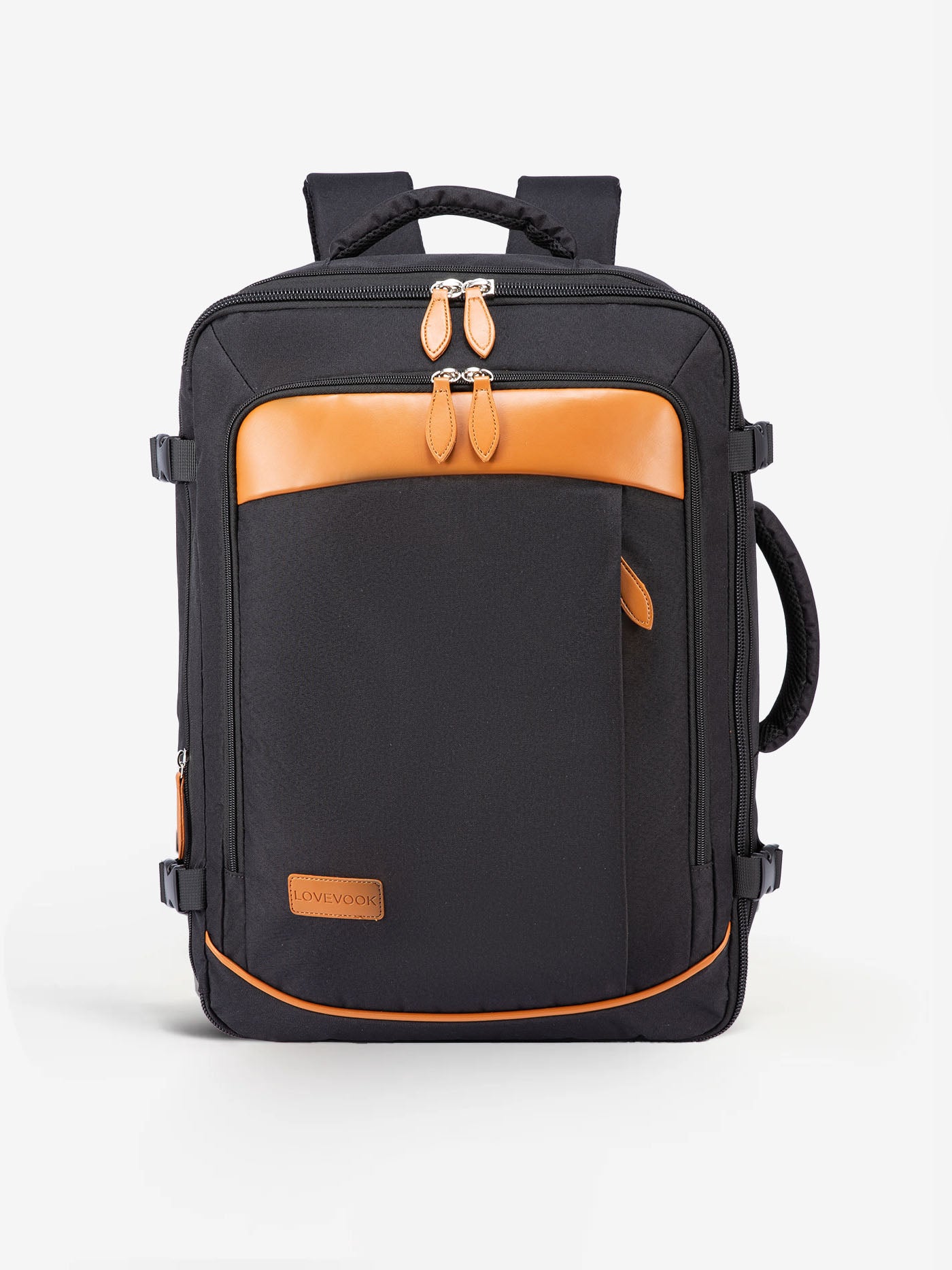 LOVEVOOK Travel Backpack 40L/45L Expandable Water-Resistant Carry-On, Black & Brown / 45L