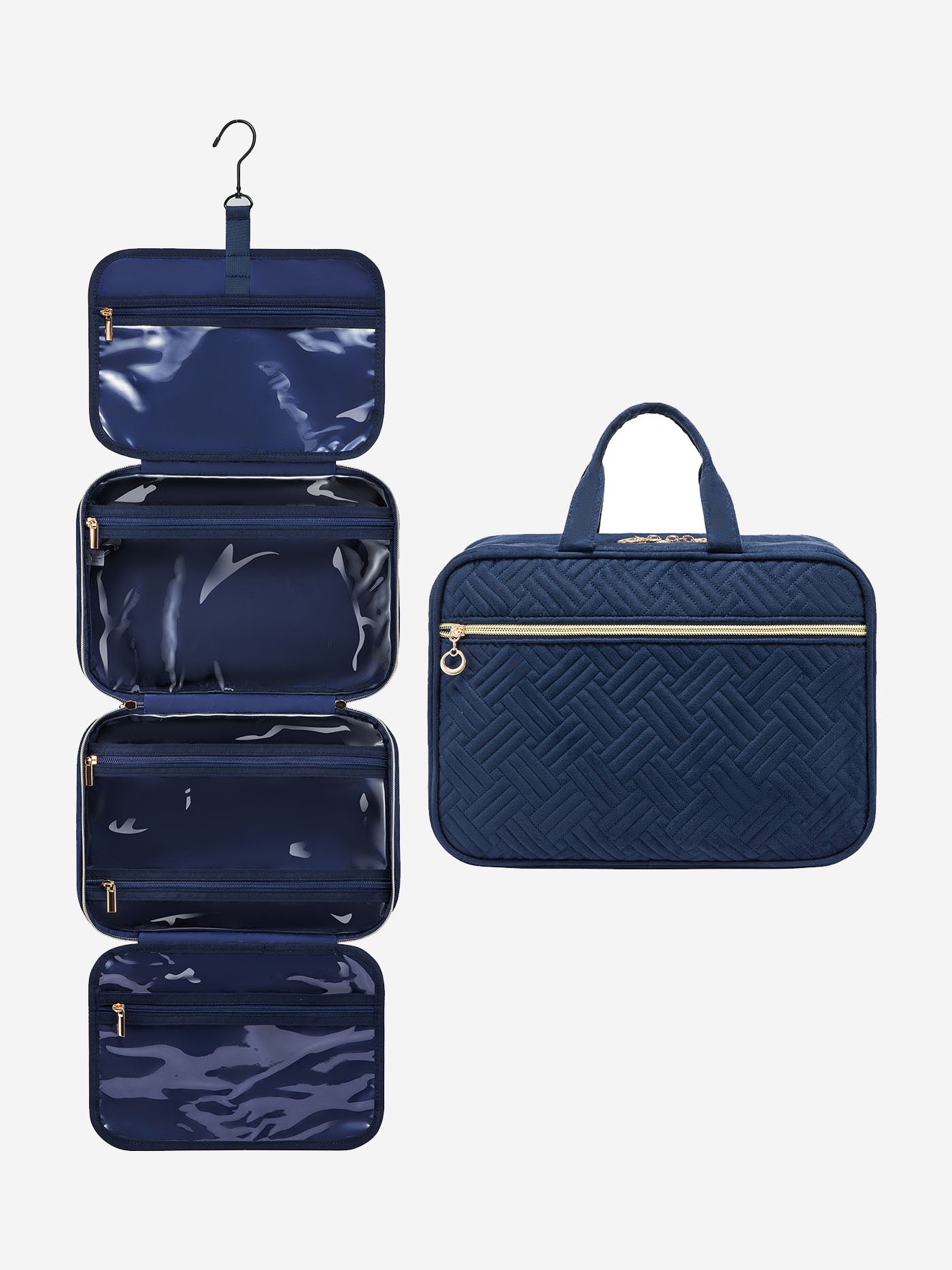 LOVEVOOK Hanging Toiletry Bag Medium with Waterproof Fabric and 360° Rotatable Hook, Blue / Medium