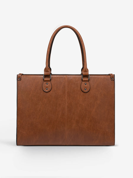 LOVEVOOK Vintage Leather Laptop Tote & Shoulder Bag 15.6 Inch