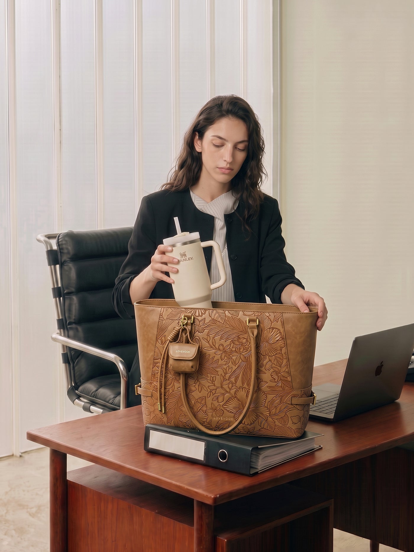 The Anchor Collection Tote Bag, C0003, Brown Embossed