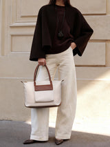 Grace Laptop Tote, Cream Brown