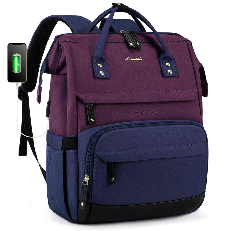 LOVEVOOK Laptop Backpack contrasting colors with leather accent, Fit 15.6/17 inch