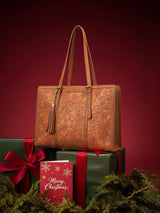 2Pcs Vintage Leather Laptop Tote, 15.6" 17.3"