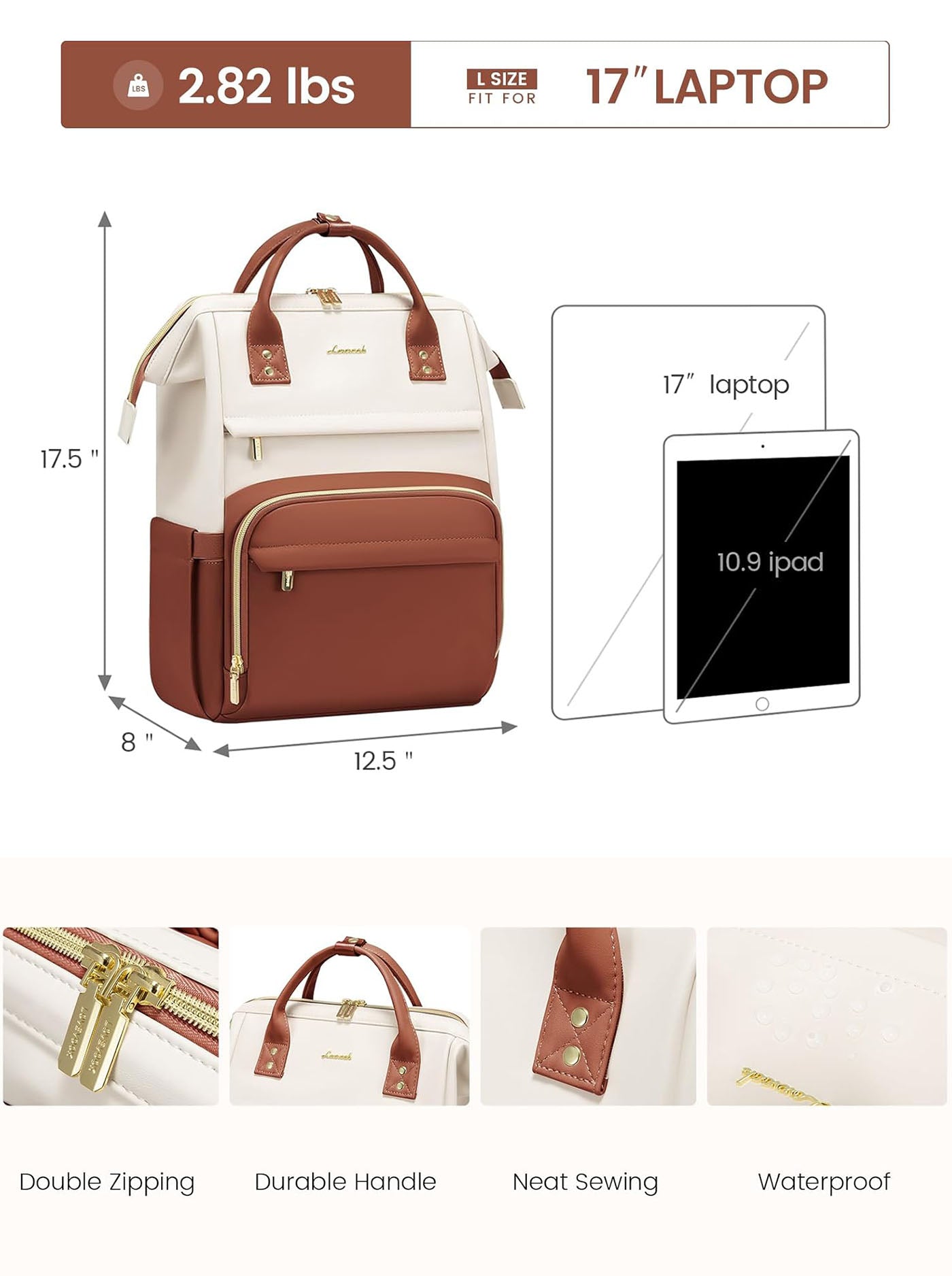 LOVEVOOK Leather Laptop Backpack 15.6