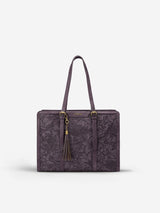 Vintage Embossed Leather Laptop Tote, 15.6" 17.3"