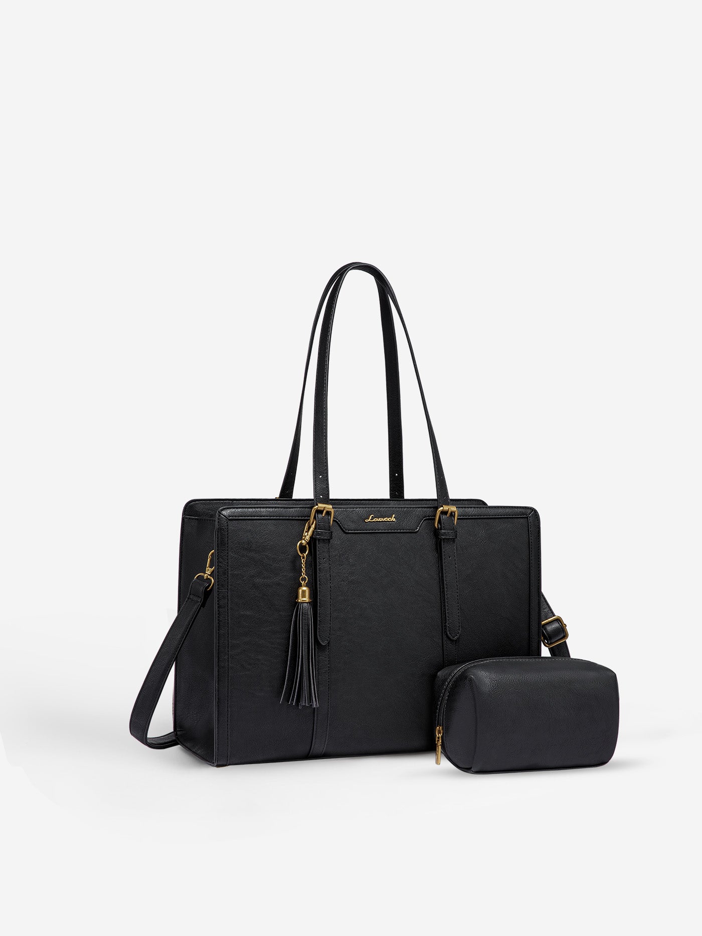 Vintage Embossed Leather Laptop Tote, 15.6" 17.3"