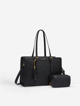 Vintage Embossed Leather Laptop Tote, 15.6" 17.3"