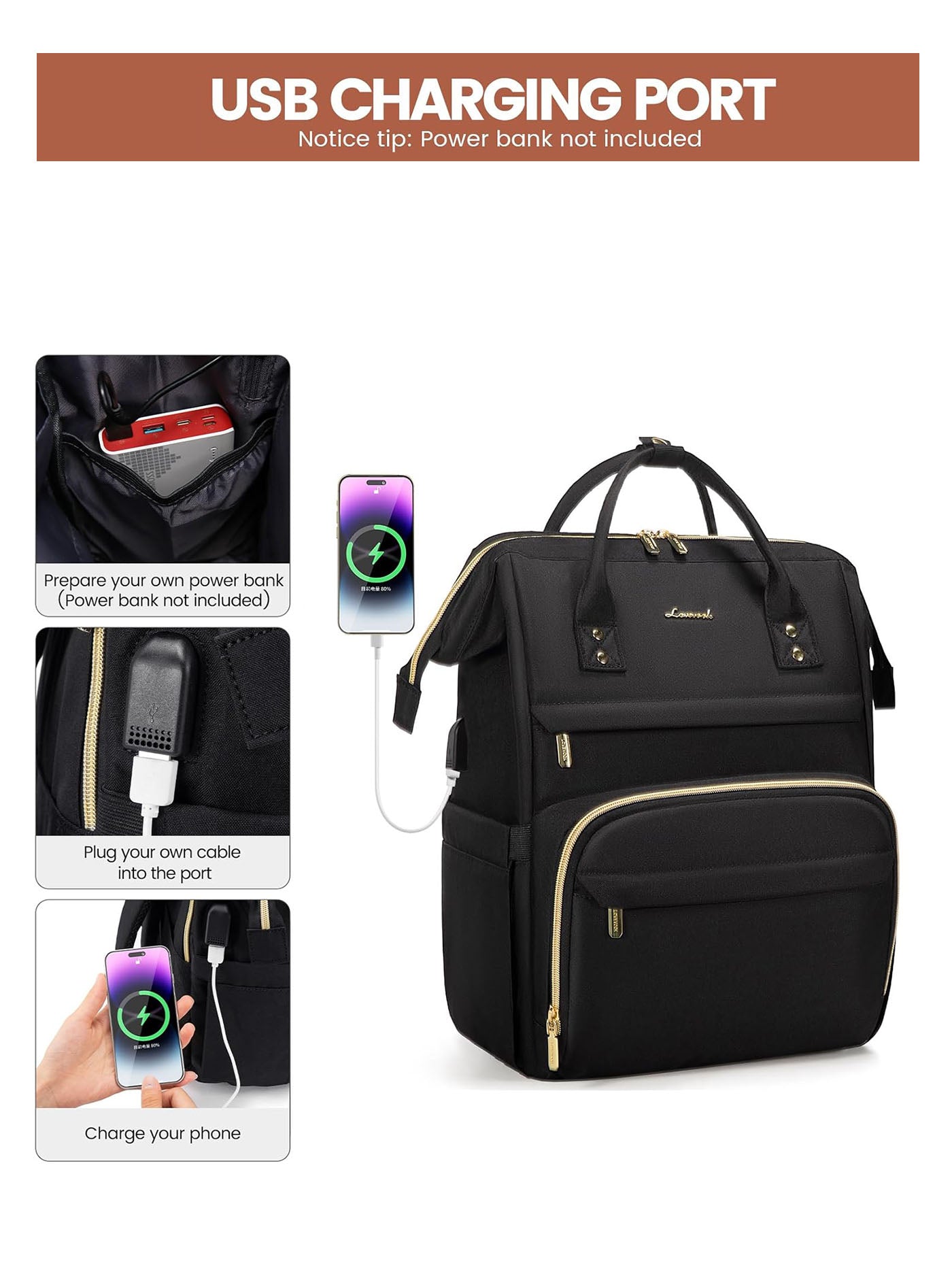 LOVEVOOK Viola I Laptop Backpack 14-17 Inch Water-Resistant USB Port LOVEVOOK Viola I Laptop Backpack 14-17 Inch Water-Resistant USB Port