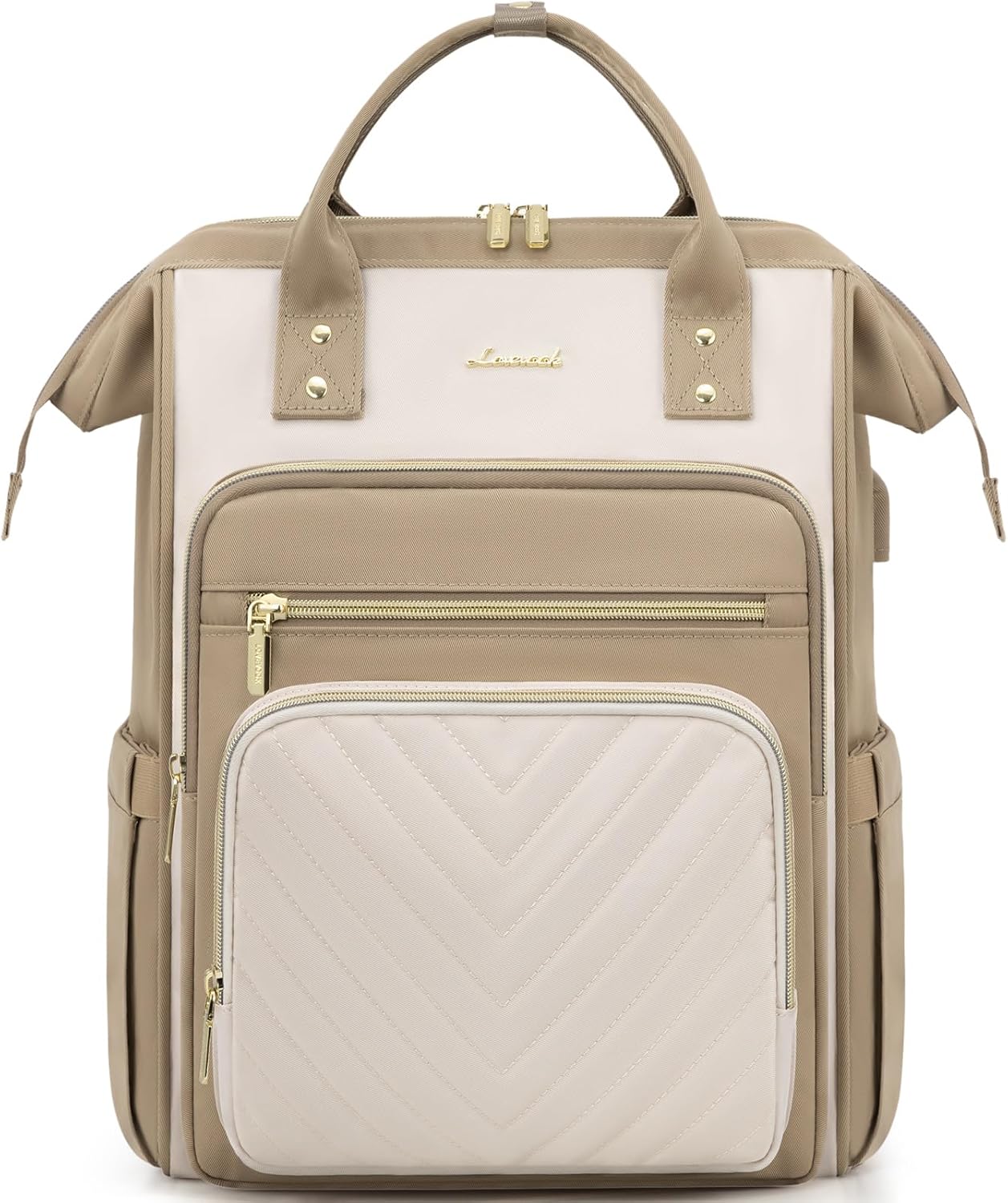LOVERS HOUSE ベージュバックパック LHH-4800 LOVEVOOK Chevron Laptop Backpack 15.6