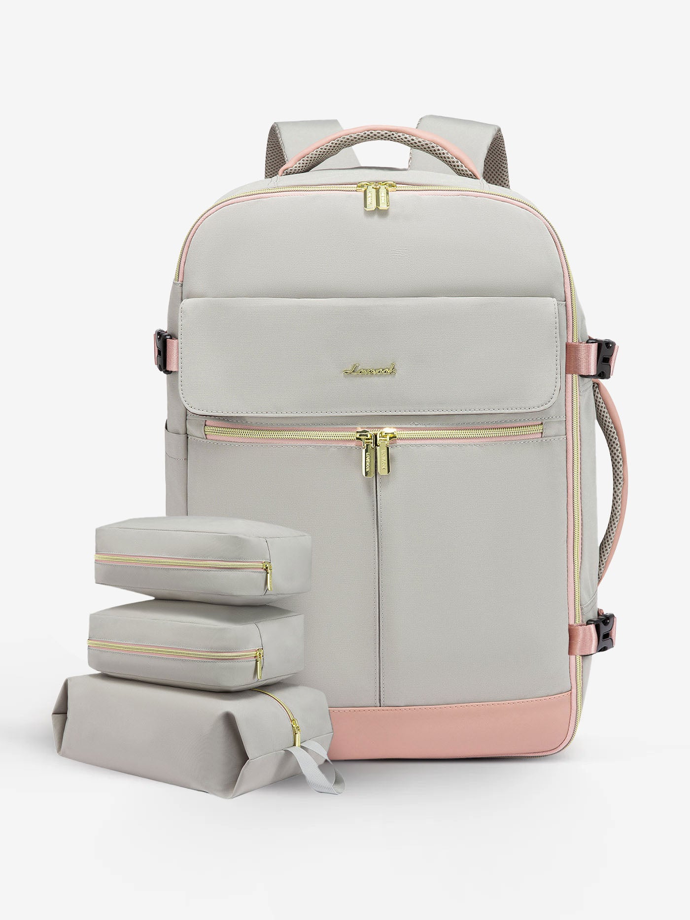 LOVEVOOK Travel Backpack, 40L, Gray & Pink