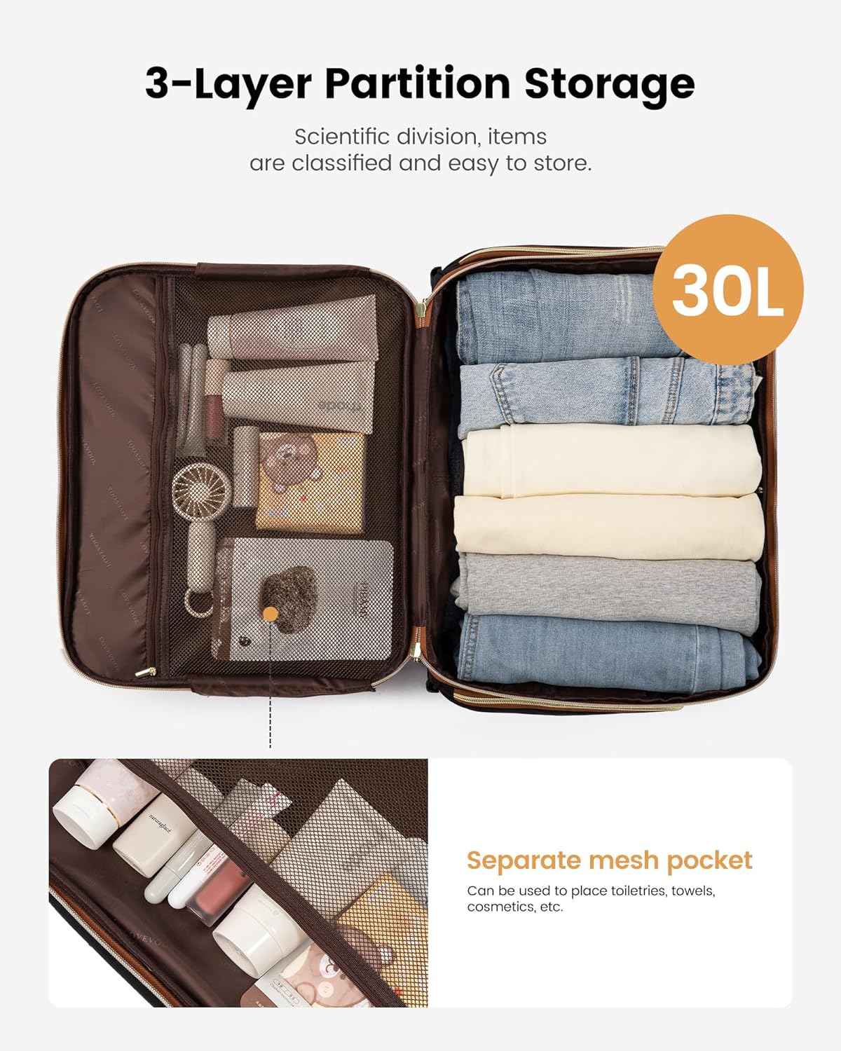 LOVEVOOK Rolling Laptop Bag 17.3" with TSA-Friendly 180 Opening and 30L  Capacity