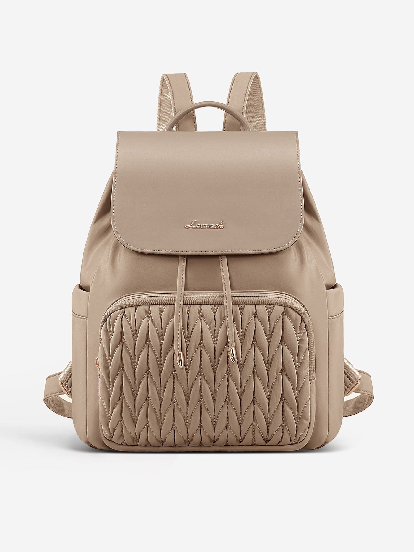 LOVEVOOK Mini Backpack for Women 13in Quilted Water-Resistant Polyester, Khaki
