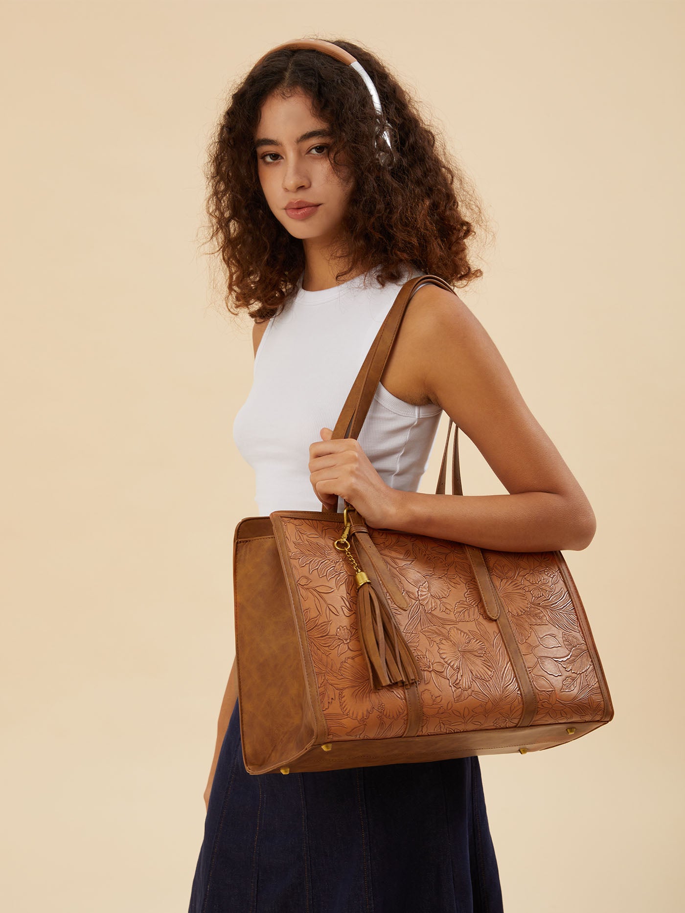 2Pcs Vintage Leather Laptop Tote, 15.6" 17.3"