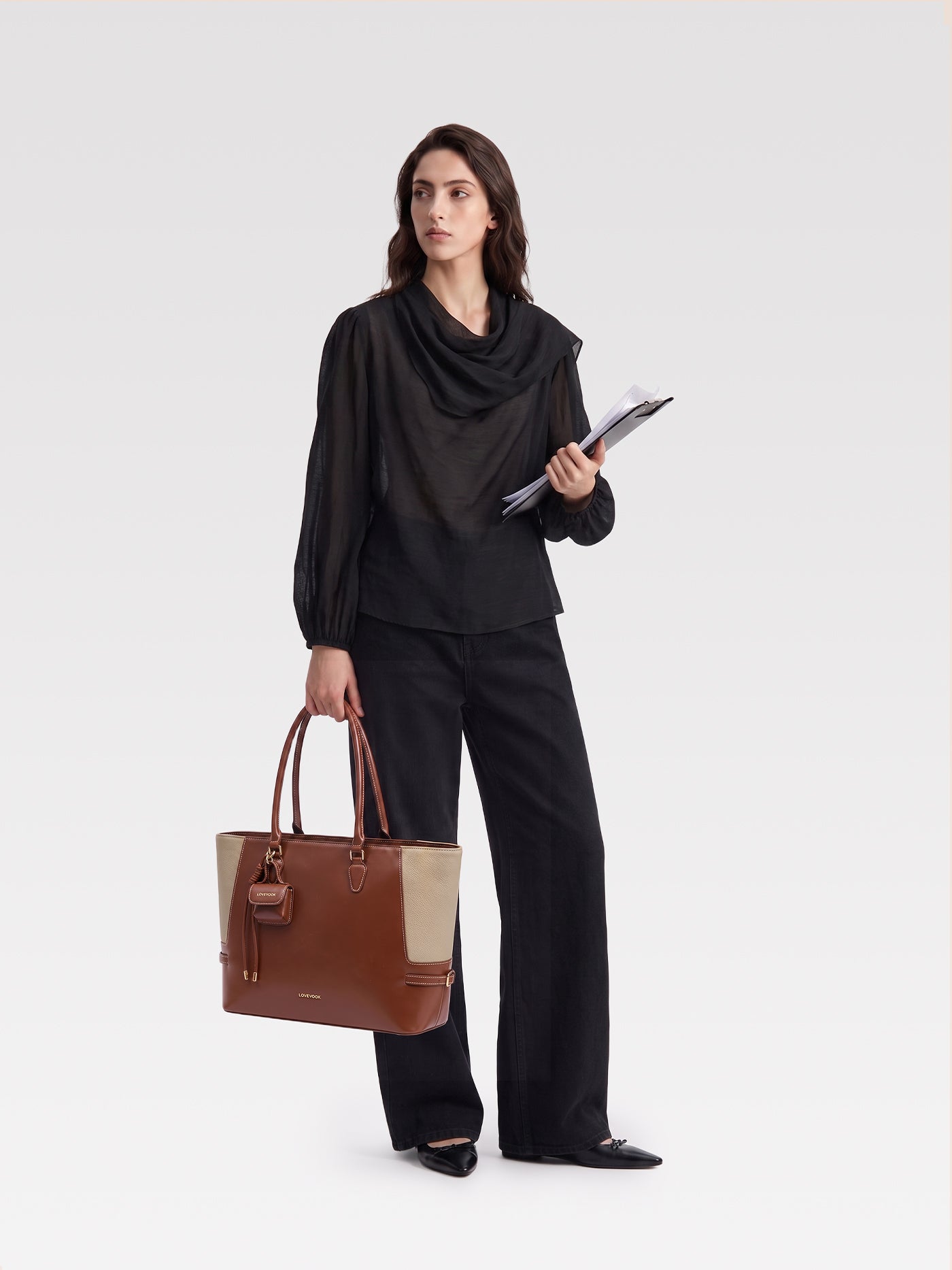 The Anchor Collection Tote Bag, C0003, Brown Embossed