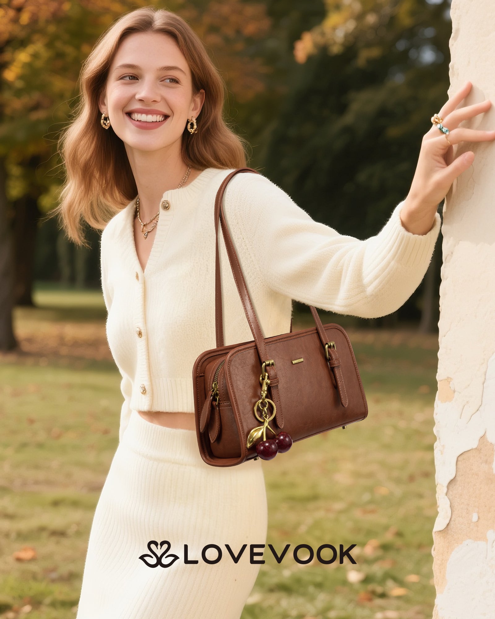 LOVEVOOK Swing Zip Shoulder Bag 11 Inch Waterproof PU Leather