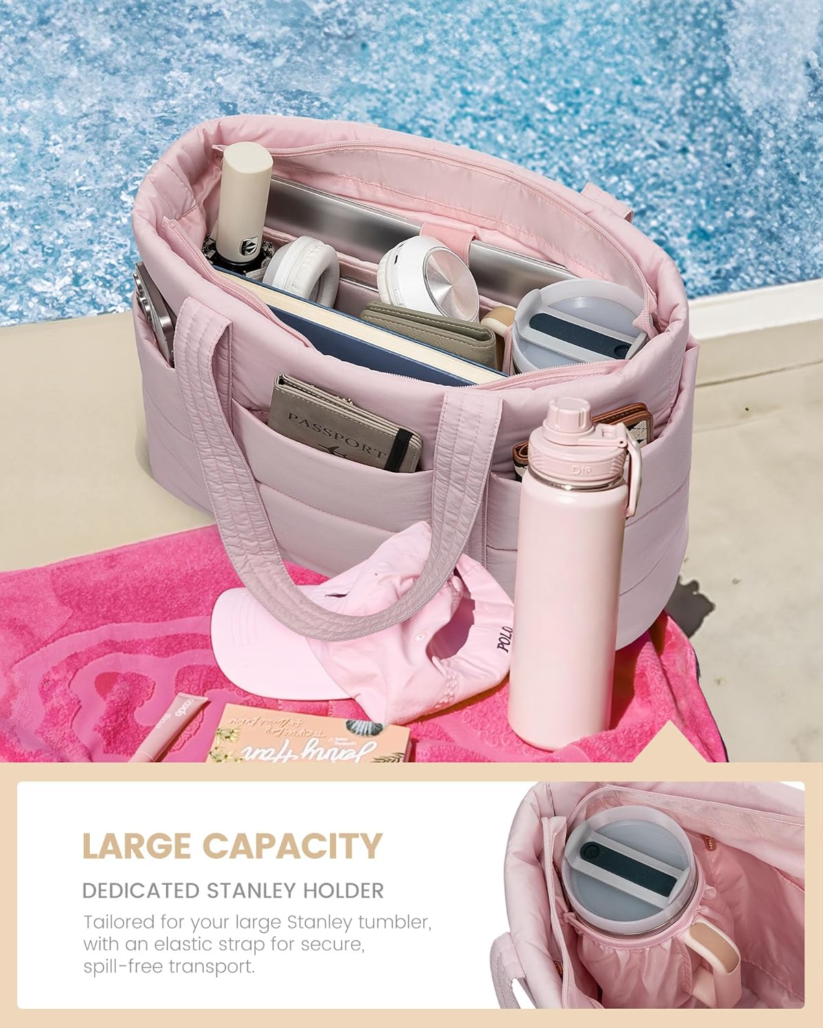 Large Puffer Work Tote Bag, 15.6" 17"