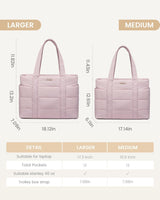 Large Puffer Work Tote Bag, 15.6" 17"