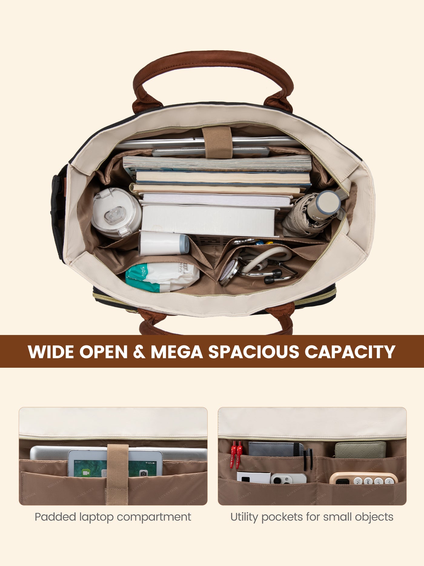 Multi-Pocket Laptop Tote Bag , 15.6" 17.3"