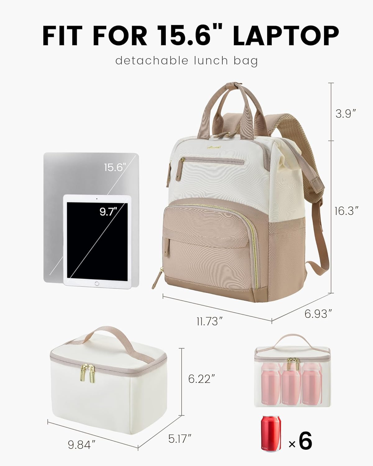 Laptop Backpack with Detachable Insulated Lunch Box, 17.3 Inch Reebok Unisex Kids main image 4