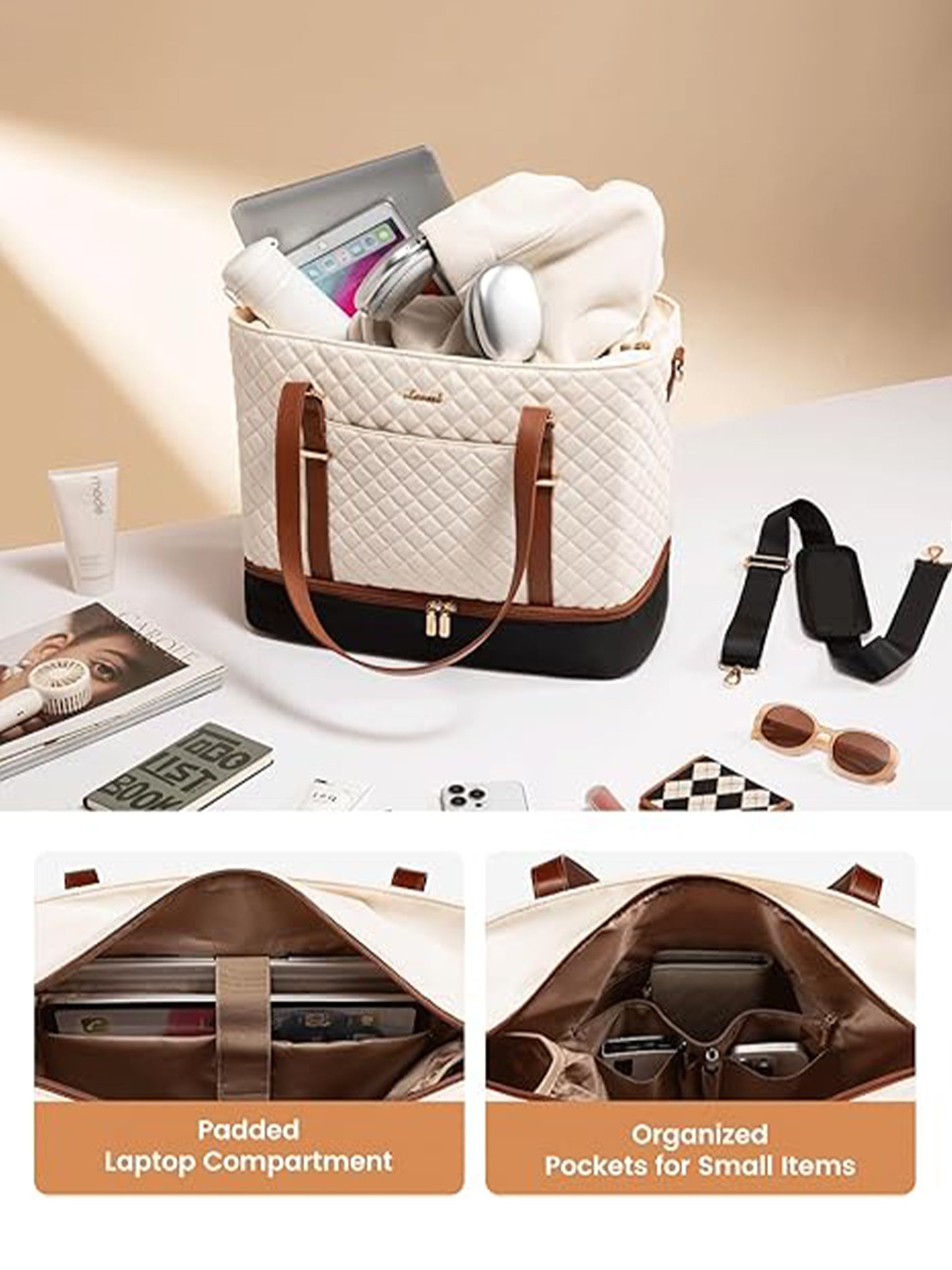 Tote Bag with Lunch Compartment, 15.6" 17.3"