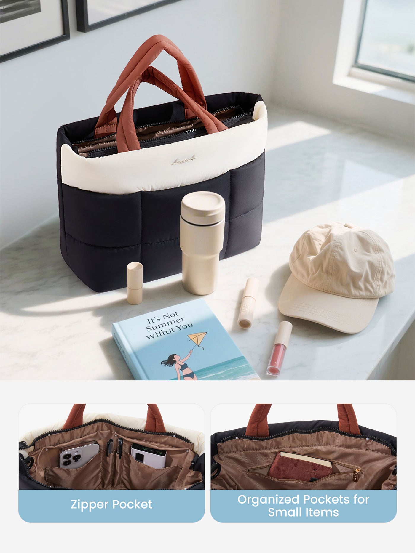 Puffer Tote Bags 11.8" 12.8"