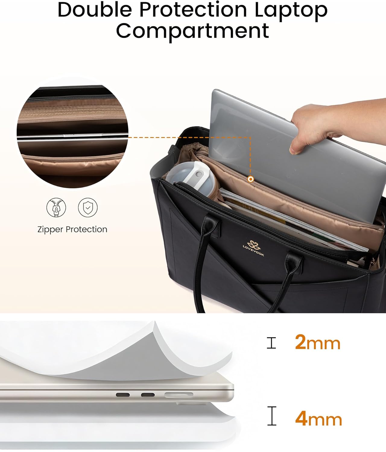 PU Leather Work Bag, 15.6" 17.3"