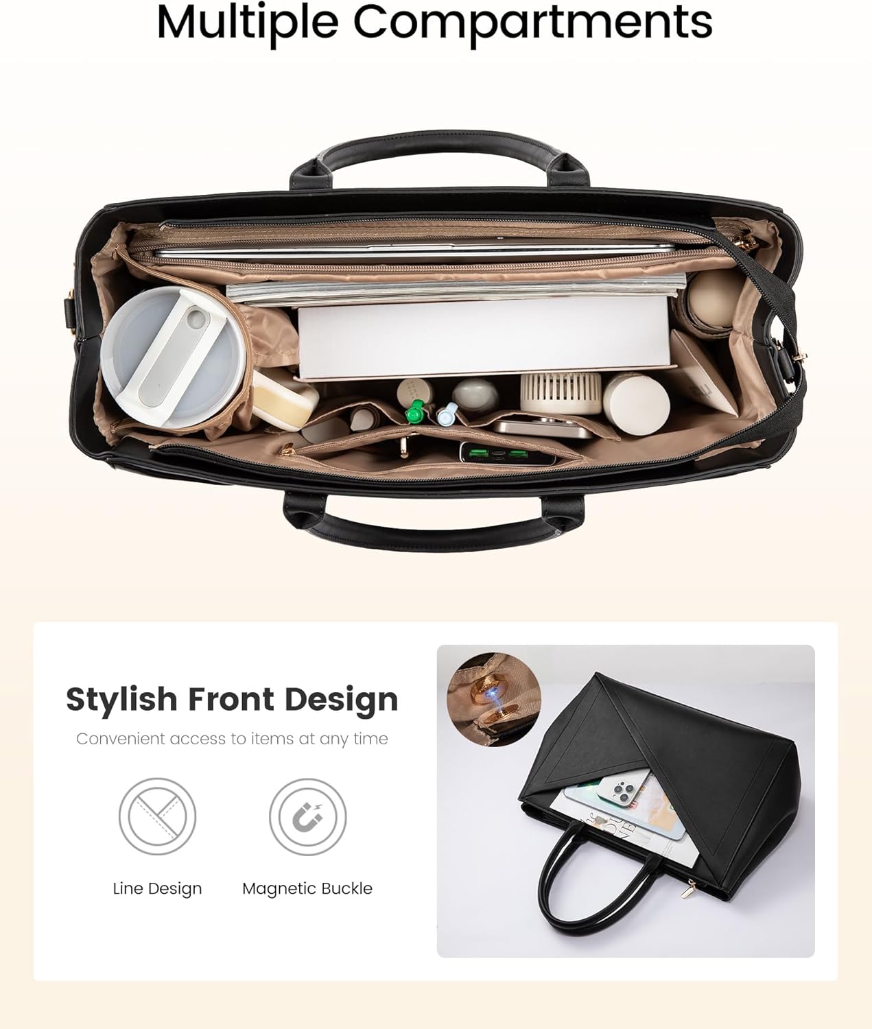 PU Leather Work Bag, 15.6" 17.3"