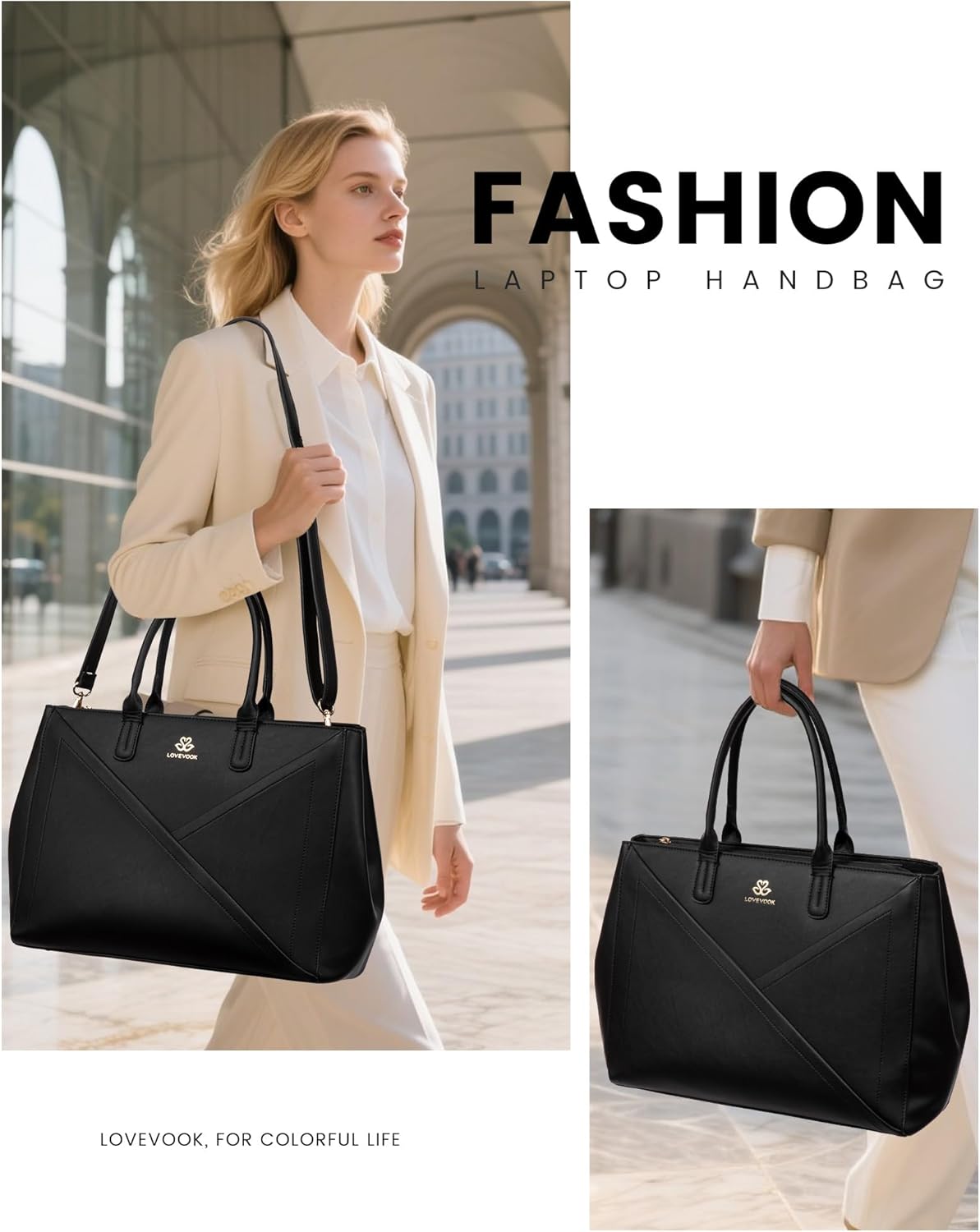 PU Leather Work Bag, 15.6" 17.3"