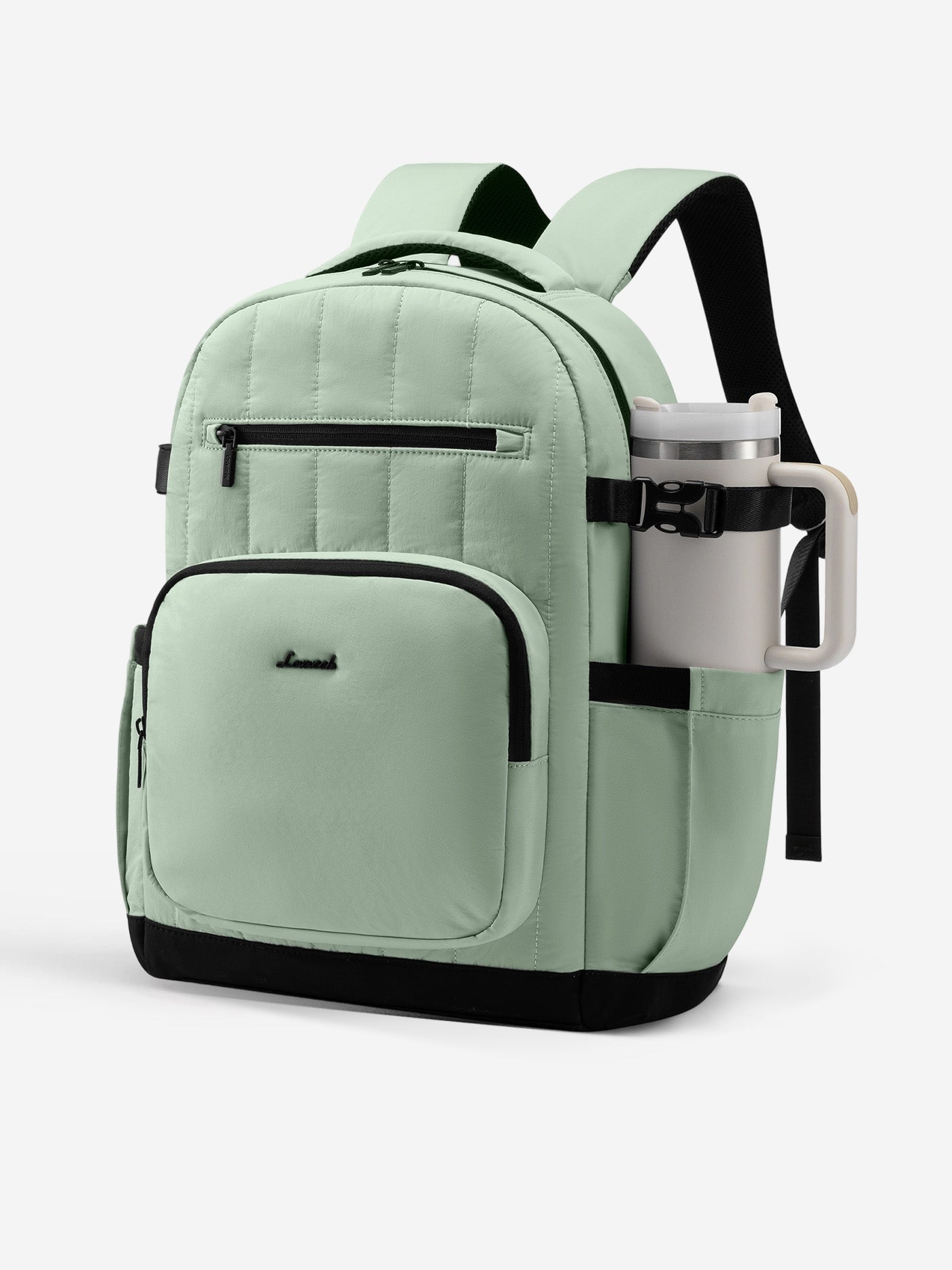 Lovevook, Cream and Dark Green Backpack with Modern Structured Design Unisex LOVEVOOK Wide Open Laptop Backpack 15.6 main image 4