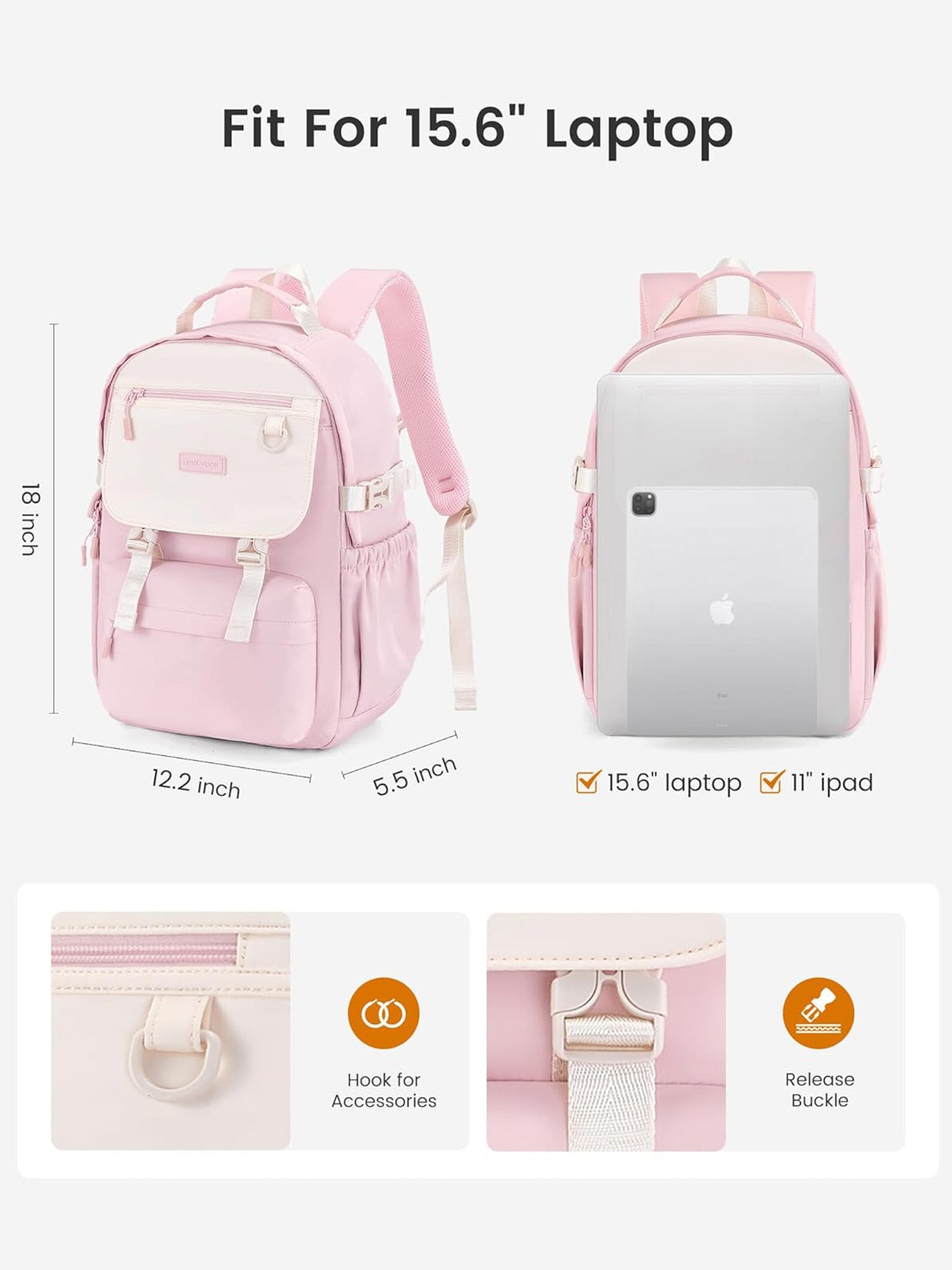 School Backpack for Girls, 15.6" 17.3"