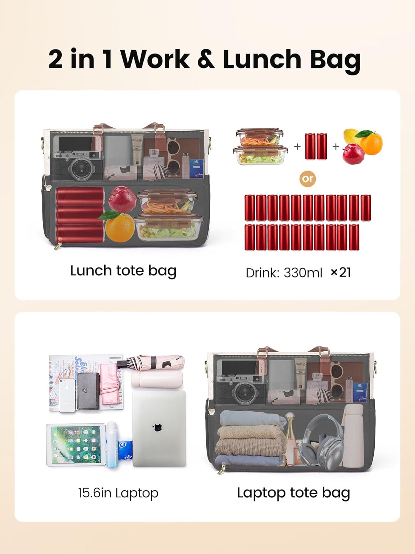 Lunch Tote Bag, 15.6" 17.3"